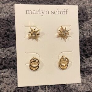 Marlyn Schiff Gold Star and Hoop Earrings